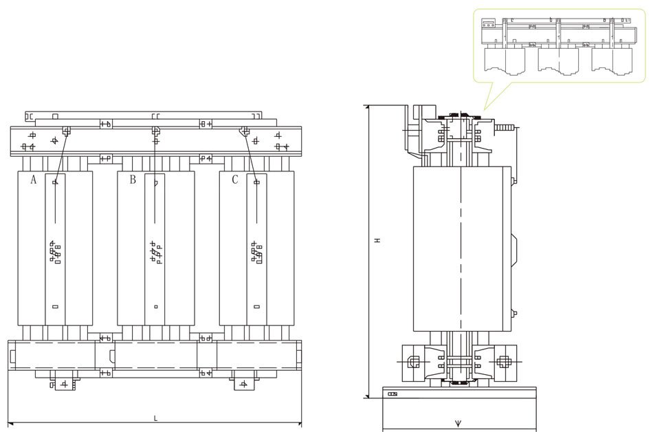 cast resin dry type transformer drawing