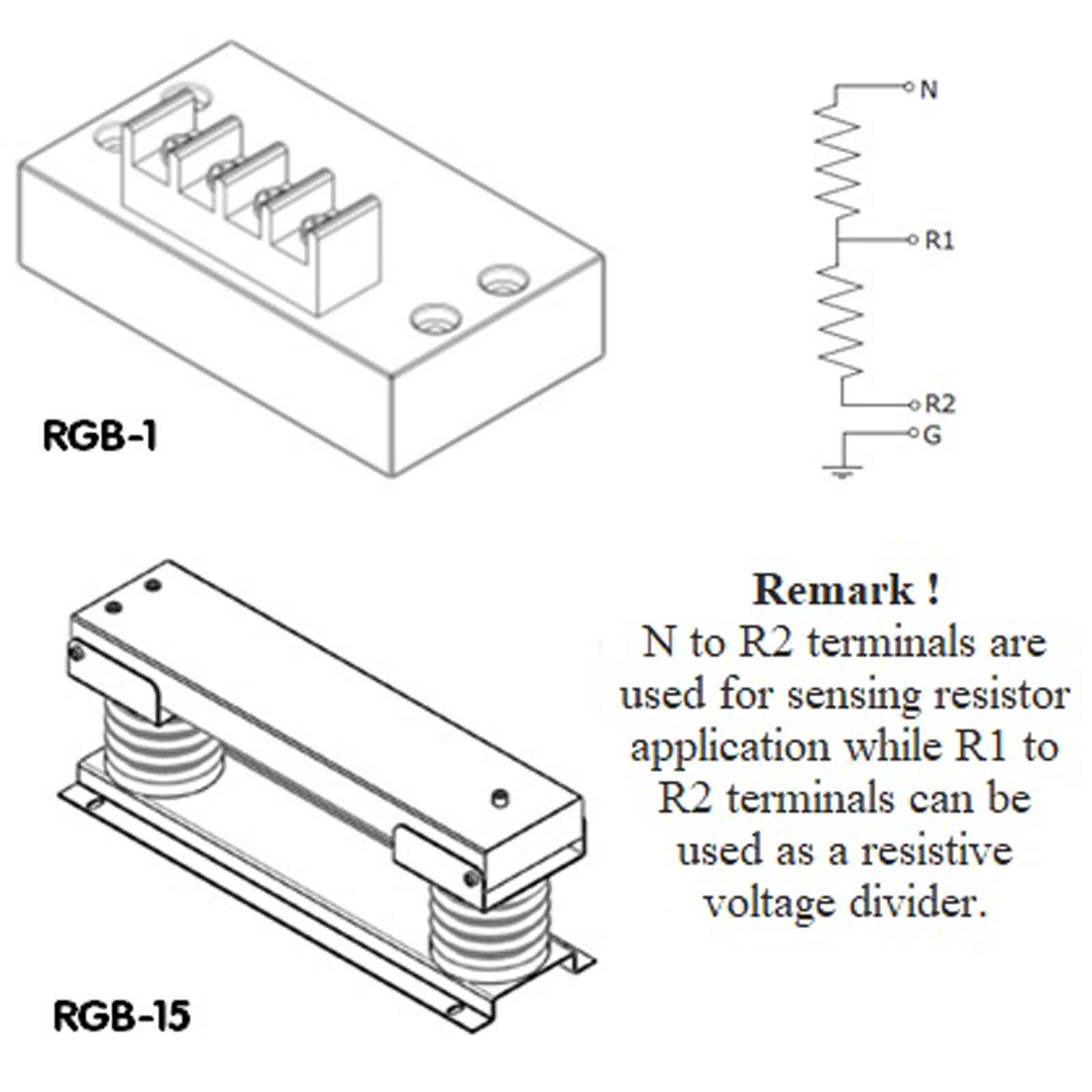 SENSING RESISTORS (RESISTIVE VOLTAGE DIVIDERS)  